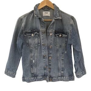 Zara Denim Jacket sz 9 Medium Wash Jean Jacket